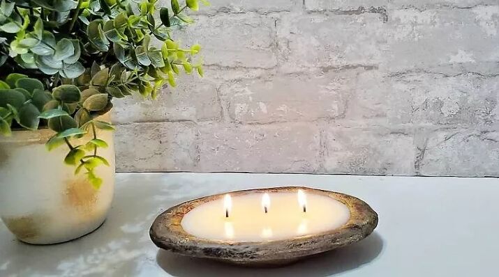 DIY faux wooden bowl candle