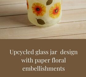 diseo de tarro de cristal reciclado con adornos florales de papel