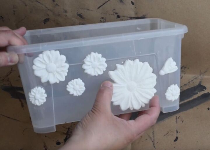 decorating plastic storage bins, Allow clay molds to dry