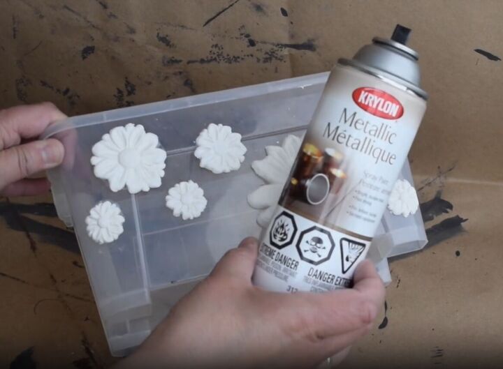 decorating plastic storage bins, Spray the container with metallic spray paint
