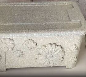 decorating plastic storage bins, Decorating plastic storage bins with clay molds and faux stone paint