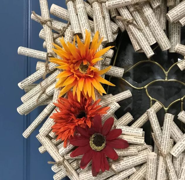 Fall book page wreath