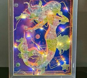 Caja portarretratos iluminada con temática de sirena (principalmente artículos de Dollar Tree)