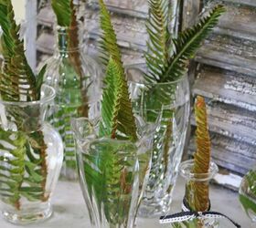 Decoración fácil de helechos en agua con jarrones de cristal transparente