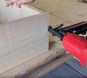 Attaching wooden boards together with a brad nailer