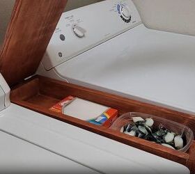 Organize laundry essentials with a hidden top shelf storage container