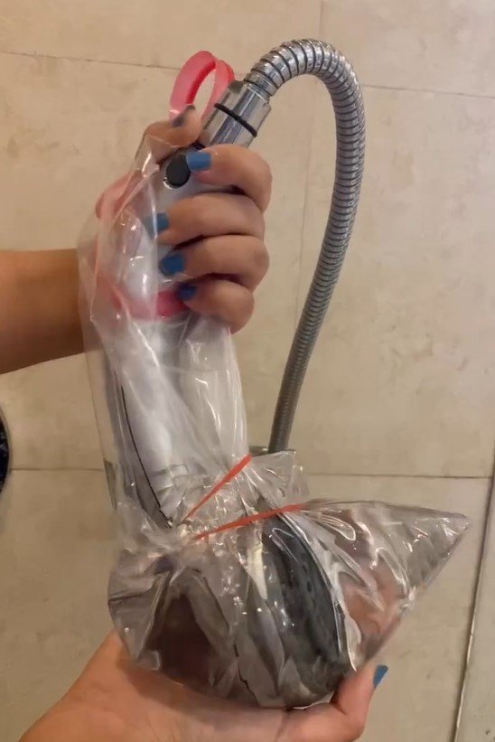 Wrapping the showerhead in vinegar