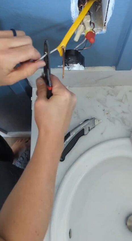 how to add an electrical outlet, Stripping the wire
