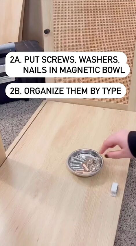 furniture building tips, Organizing fasteners in a magnetic bowl