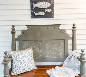 arte de la pared de tela diy fcil formas de hacer decoracin costera, banco con tela de peces encima