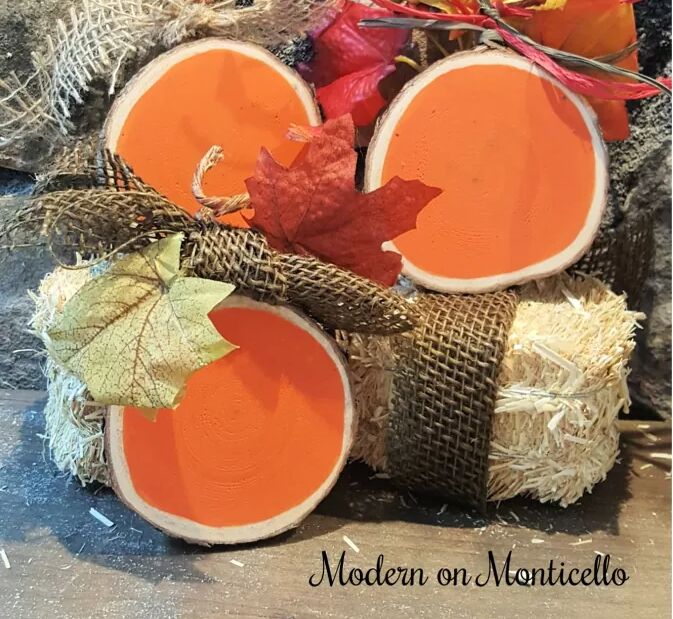 DIY wood-slice pumpkins