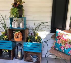 Wooden crate fall planters