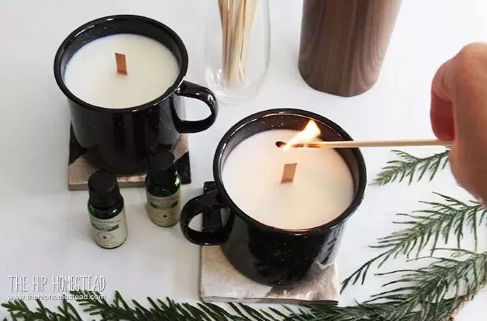 Woodsy-scented campfire candles