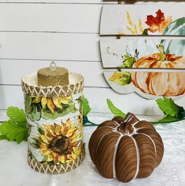 Sunflower-print candle holder