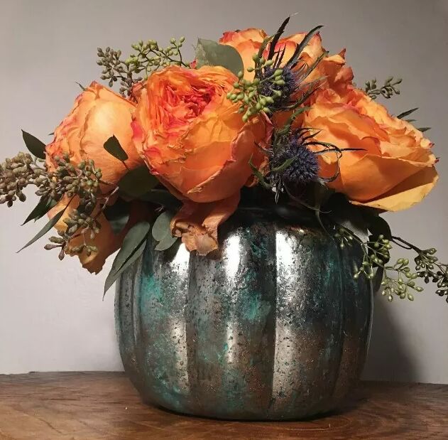 DIY mercury glass pumpkin vase