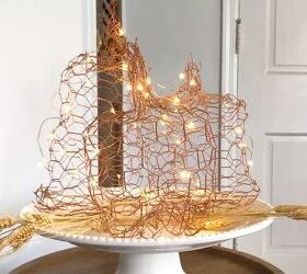 Light-up chicken wire pumpkin centerpiece