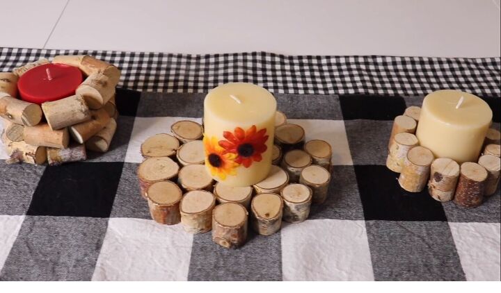 DIY wood round and candle decor