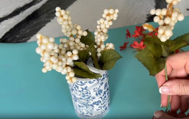 diy hacks for home decor, Faux floral toothbrush holder vase idea