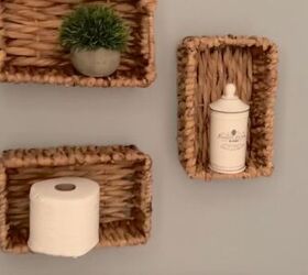 diy hacks for home decor, Woven bathroom shelves