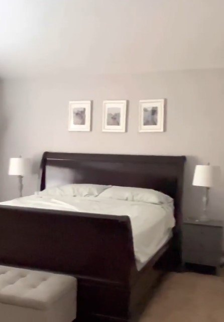 Bedroom before the DIY diamond pattern accent wall