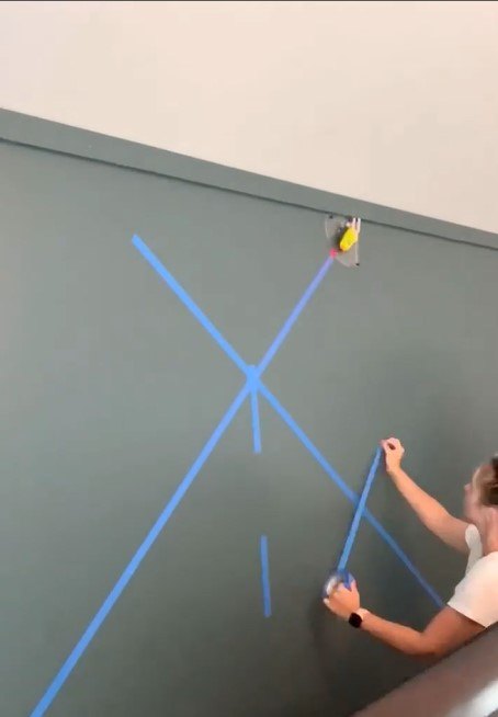 Making the diamond shapes with painter's tape