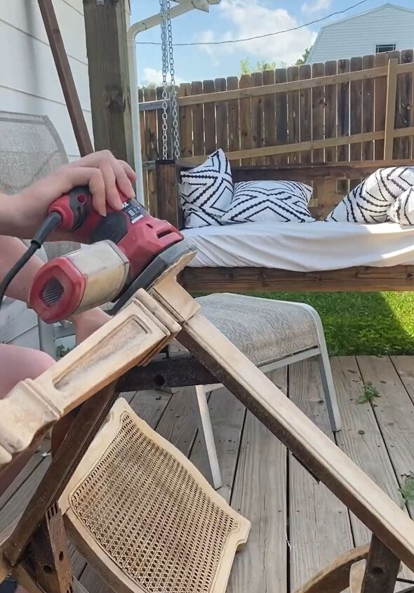 stripping furniture with easy off oven cleaner, Sanding and smoothing the furniture