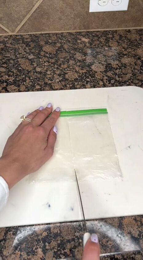 Cutting the sandwich bags