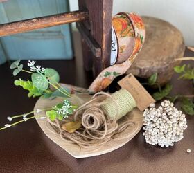 consejos para disear una sencilla vieta otoal, cuenco de madera con cordel y cinta de arpillera