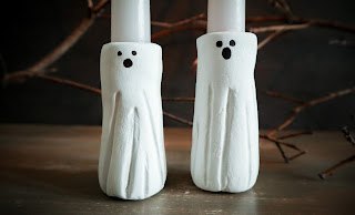 air dry clay ghosts candle holders