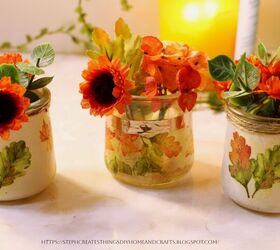 floral de otoo con tarros de yogur de vidrio