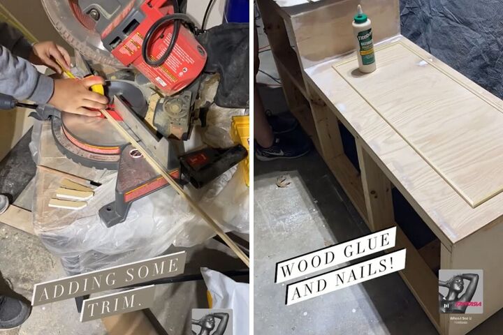 Adding trim to the bench