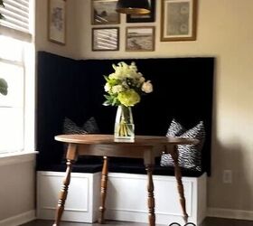 DIY breakfast nook with a handmade bench