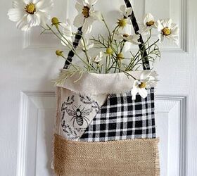 bolsillo de flores de patchwork con un transfer, bolsa para flores rellena de margaritas