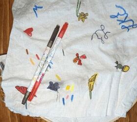 pinta a mano servilletas de lino para que parezcan bordadas, Probar los colores en mi tela