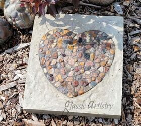 mosaico de corazn de hormign stepping stone diy
