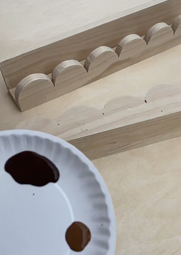 Brown paint and light-colored wood