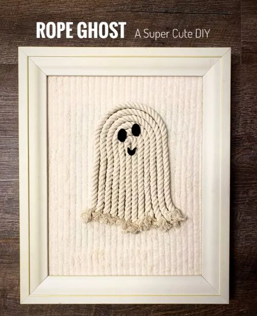 DIY rope ghost wall art