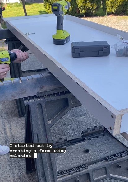 diy concrete bathroom countertops, Creating the form for the countertop