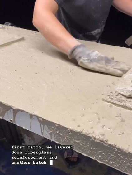 diy concrete bathroom countertops, Smoothing the concrete