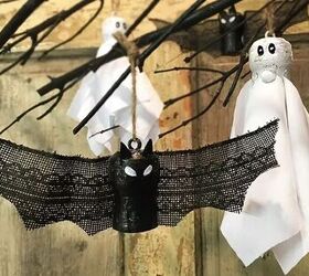 DIY bat and ghost ornaments