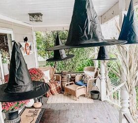 Floating witch hat porch decor
