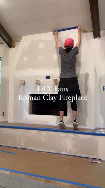 roman clay fireplace, Applying painter s tape