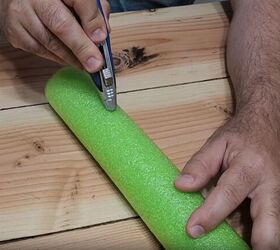 Cut a wedge from the top of a pool noodle