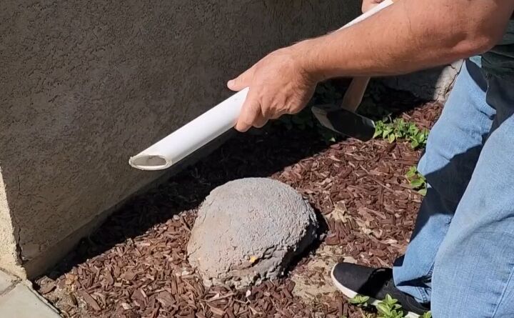 Cut an angle onto the end of a pvc pipe