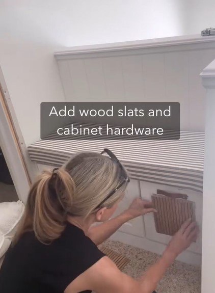 Adding the wooden slates to the bench