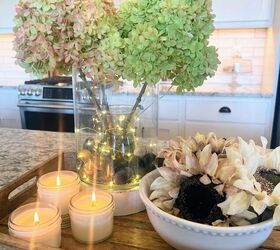 ideas sencillas de centros de mesa con hortensias para finales de verano y otoo, Centro de mesa con hortensias de finales de verano