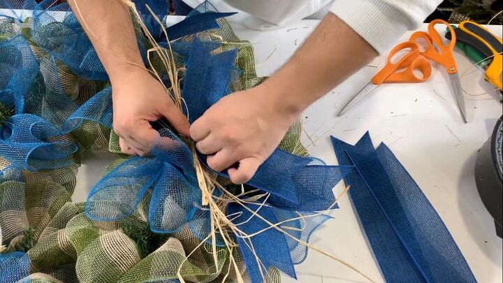 Working in the ribbon and raffia
