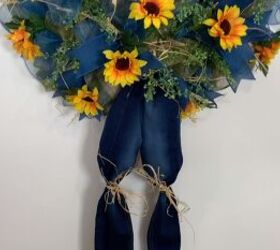 DIY scarecrow wreath with dangling legs