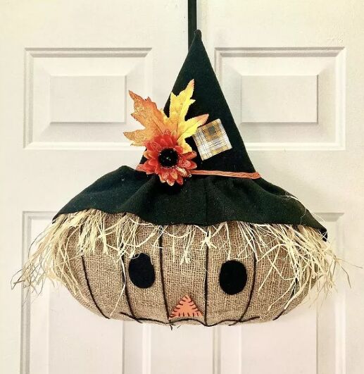 scarecrow crafts, DIY scarecrow face wreath