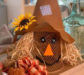 Waste paper basket scarecrow